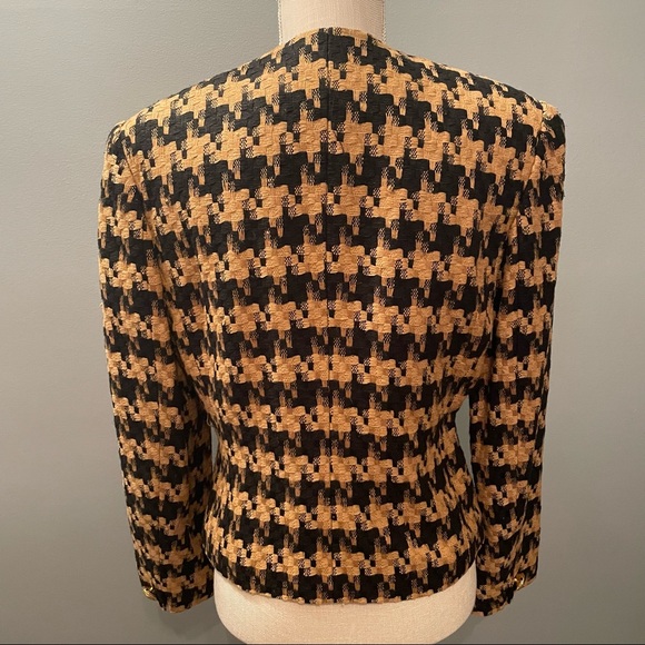 Doncaster Vintage 100% 💯 Woven Silk Jacket Career Blazer Black Gold Lined 8 - Picture 4 of 12